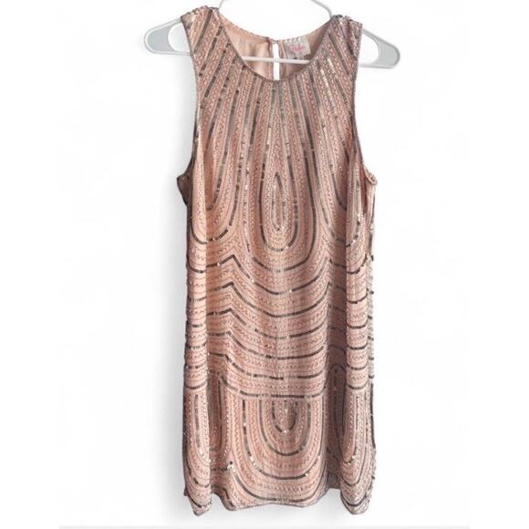 Vintage Pink Women’s Dress Beaded Silver Sequins Size Medium Glam Short Flapper - Picture 2 of 6